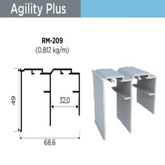 PERFIL SUPERIOR RM-209 AGILITY PLUS RISCHI INOX MATE ESCURO 3 MT - ROMETAL