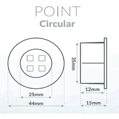 LUMINÁRIA LED POINT CIRCULAR 1,5W 110/220V LUZ FRIA 6000K ALUMÍNIO - LEDLINE - comprar online