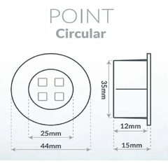 LUMINÁRIA LED POINT CIRCULAR 1,5W 110/220V LUZ FRIA 6000K BRANCO - LEDLINE - comprar online