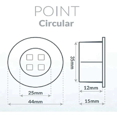 LUMINÁRIA LED POINT CIRCULAR 1,5W 110/220V LUZ FRIA 6000K CROMADO - LEDLINE - comprar online