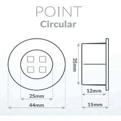 LUMINÁRIA LED POINT CIRCULAR 1,5W 110/220V LUZ FRIA 6000K PRETO - LEDLINE - comprar online