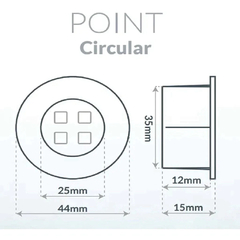 LUMINÁRIA LED POINT CIRCULAR 1,5W 110/220V LUZ QUENTE 3000K ACRÍLICA - LEDLINE - comprar online