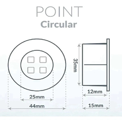 LUMINÁRIA LED POINT CIRCULAR 1,5W 110/220V LUZ FRIA 6000K ACRÍLICA - LEDLINE - comprar online