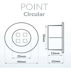 LUMINÁRIA LED POINT CIRCULAR 1,5W 110/220V LUZ QUENTE 3000K PRETO - LEDLINE - comprar online