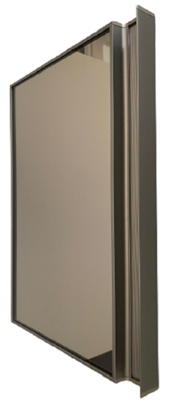 PORTA EM ALUMINIO TOUCH INOX ESCURO COM ESPELHO BRONZE.