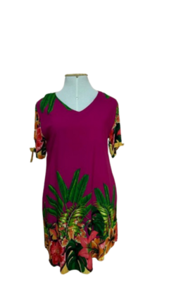 VESTIDO MIDI VISCOSE COM BARRA ESTAMPADA - comprar online