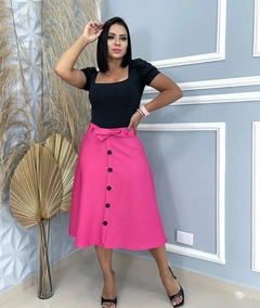 SAIA MIDI ALFAIATARIA COM DETALHE DE BOTÕES - Dufer modas / Evangélica / Plus size / Feminina / Juvenil