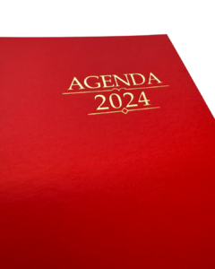 Imagem do Agenda 2024 Vermelha Capa com hot stamping dourado e prata Artimpresso