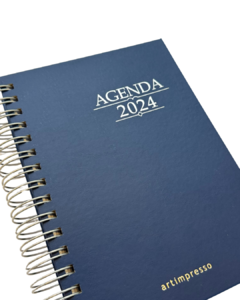 Imagem do Agenda 2024 Azul Capa com hot stamping dourado e prata Artimpresso