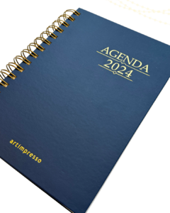 Agenda 2024 Azul Capa com hot stamping dourado e prata Artimpresso - comprar online