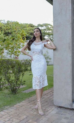 Vestido branco midi noiva civil - comprar online