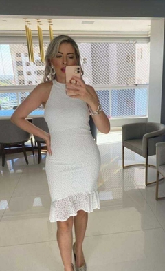 Vestido noiva civil branco com babados na barra - comprar online