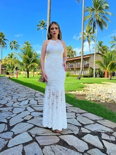 Vestido longo noiva civil com costa trançada - comprar online