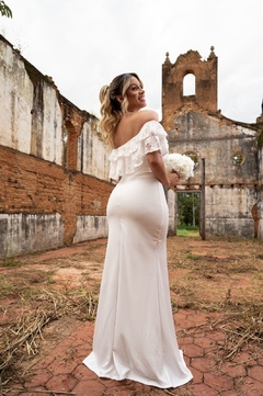 Vestido longo com fenda ombro a ombro (ciganinha) - comprar online