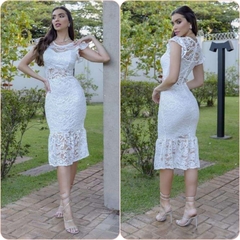 Vestido branco midi noiva civil