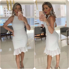 Vestido noiva civil branco com babados na barra