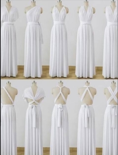 Vestido longo branco várias amarrações na internet