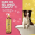 Frasco de shampoo Limpeza Intensa Safira Cereja e Avelã da Dolce Pet, com um cachorro em uma banheira ao fundo.