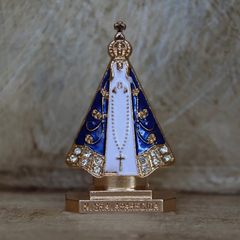 Adorno Carro Mesa Mini Nossa Senhora Aparecida Com Base