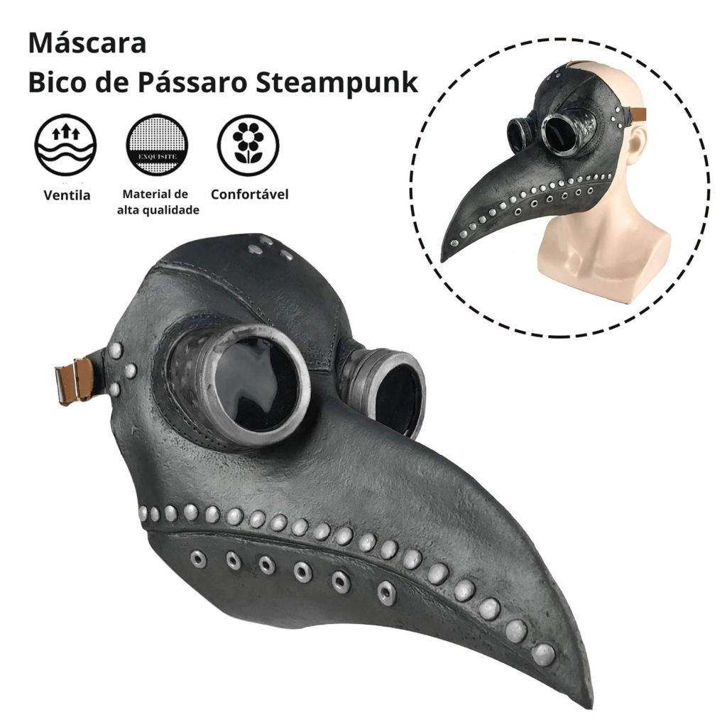 Máscara de peste negra steampunk para Halloween 