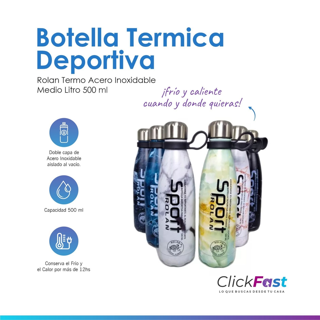 Botella De Agua Termica 500 Ml Doble Capa Acero Inoxidable