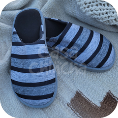 Pantufla Hombre Gris (Raya Gris Oscuro) - comprar online