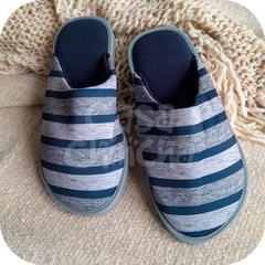 Pantufla Hombre Gris (Raya Azul) - comprar online