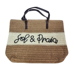 Bolsa Artesanal Sol & Praia - Bege com Caramelo