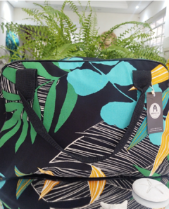 Bolsa Beach & Fit Preta Folhagens