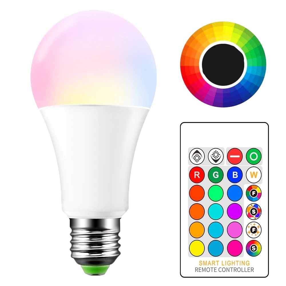 LED E27 RGB, bombilla RGB, lámpara de 16 colores, lámpara con Control  remoto de 24 teclas, decoració Zulema Bombilla de luz RGB