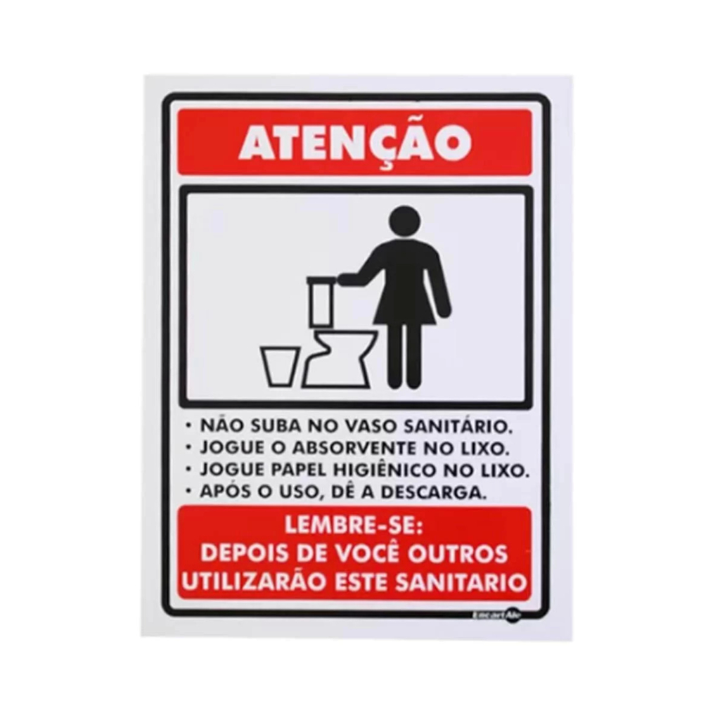 Placa de Sinalização Higiene Não Jogue Papel No Vaso Sanitário - Look  Placas de Sinalização