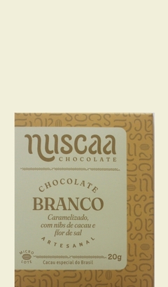 Chocolate Branco Caramelizado com Nibs de cacau e Flor de sal - 20g