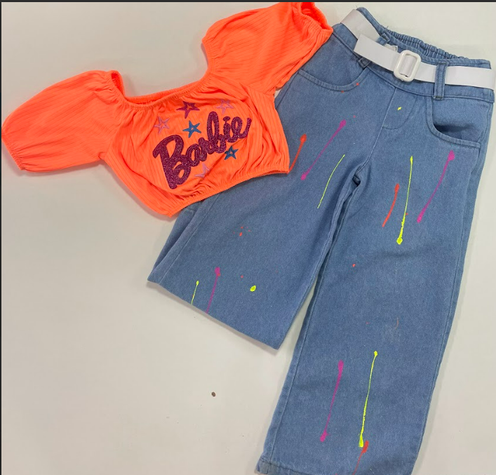 Roupa De Bebê Barbie Salopete Menina Infantil Blogueirinha