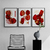 Quadro Decorativo Boho Vermelho - 3 Quadros