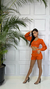 Conjunto de Crochê Cropped e Shorts Laranja na internet