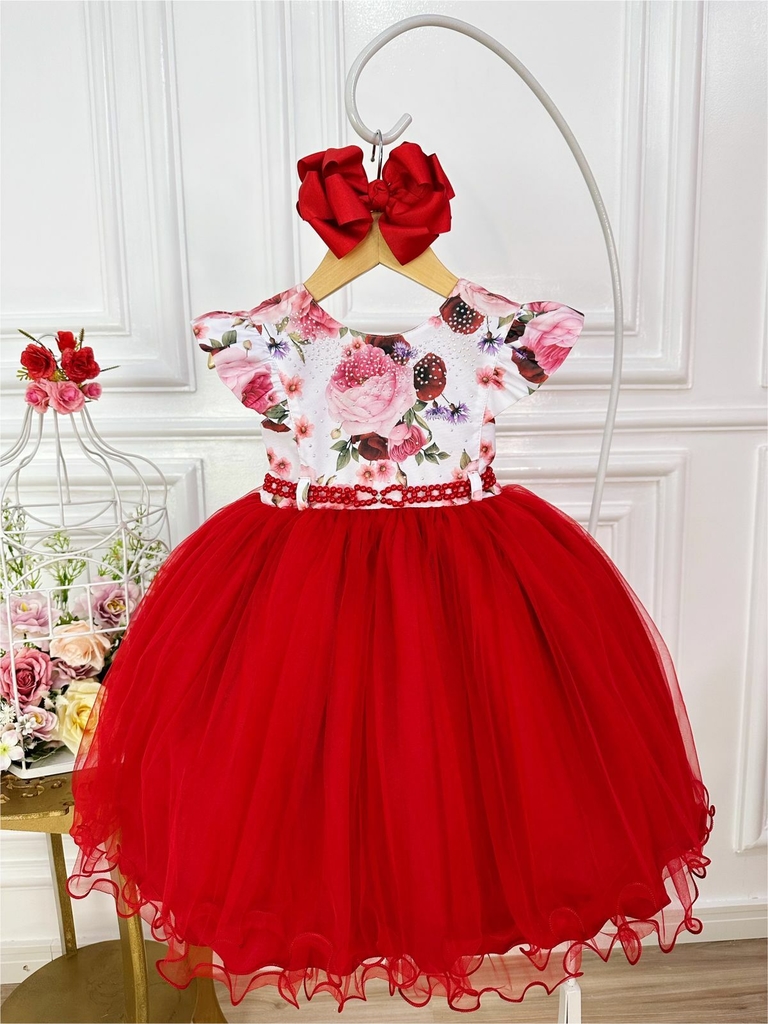 Vestido infantil best sale vermelho e branco