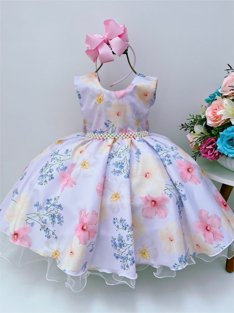 Vestido com flores infantil clearance