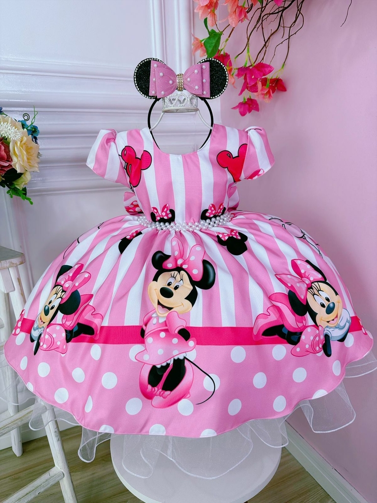 Vestido tematico best sale da minnie rosa