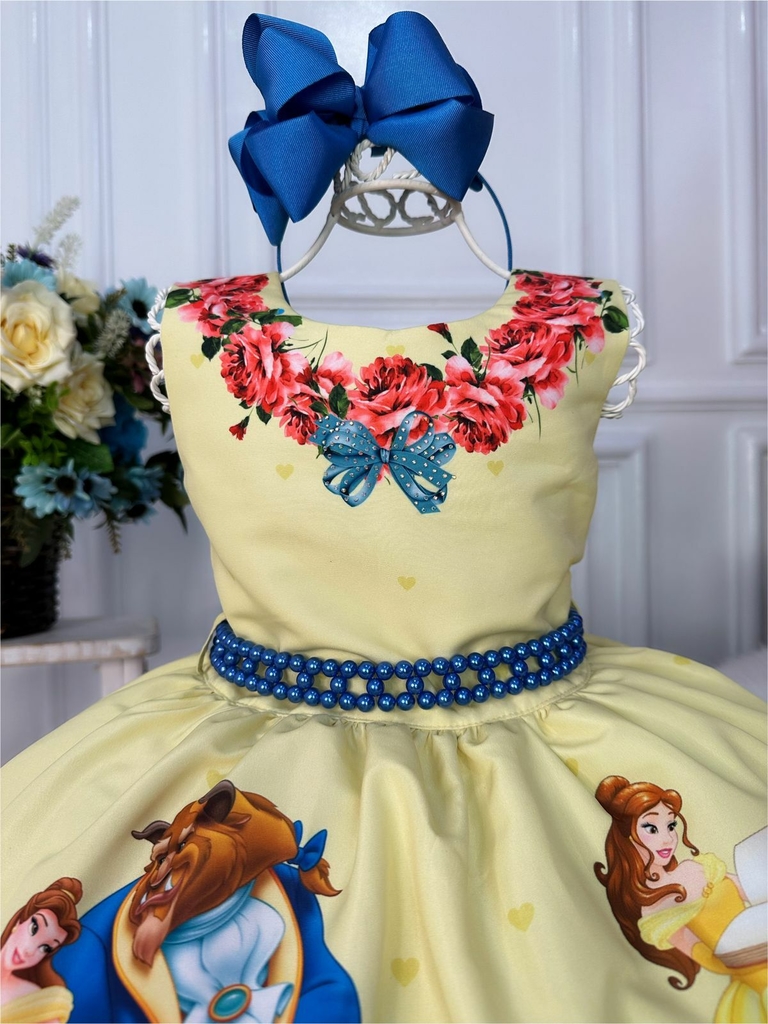 Vestido de princesa amarelo hot sale infantil