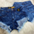 Imagem do Shorts Jeans Feminino Cintura Alta Cos Alto Desfiado Destroyed