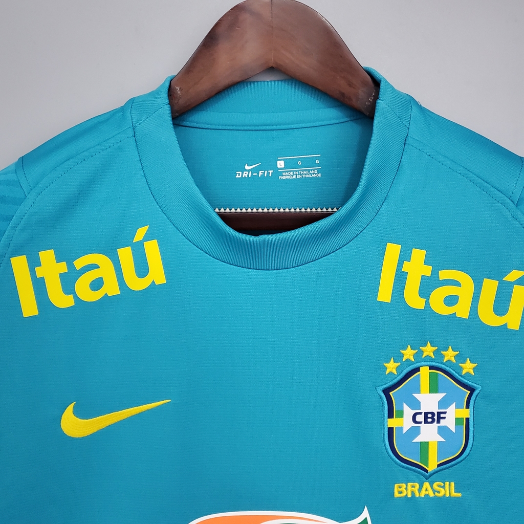Camisa Seleção Brasileira Treino Todos os Patrocínios Torcedor Nike  Masculina - Azul