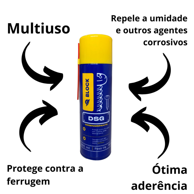 Desengripante Block DSG Spray Ação Prolongada - Lata 300ml