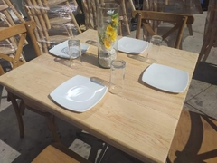 Mesa restaurant cubierta de madera de pino encerada - comprar en línea