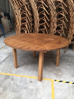 Mesa de madera circular encerado - comprar en línea