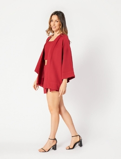 KIMONO ALFAIATARIA - PAOLA - VERMELHO FOSCO - BIANCA GOHARA | Moda Feminina Consciente