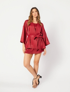 KIMONO ALFAIATARIA - PAOLA - VERMELHO ACETINADO