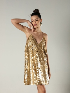 Vestido paetê - Tati - dourado - comprar online