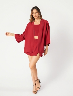 KIMONO ALFAIATARIA - PAOLA - VERMELHO FOSCO - BIANCA GOHARA | Moda Feminina Consciente