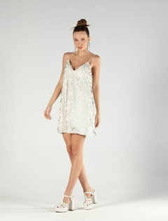 Vestido paetê - Tati - off white - loja online