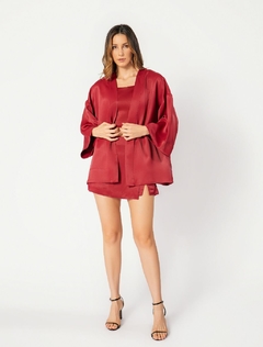 KIMONO ALFAIATARIA - PAOLA - VERMELHO ACETINADO - loja online